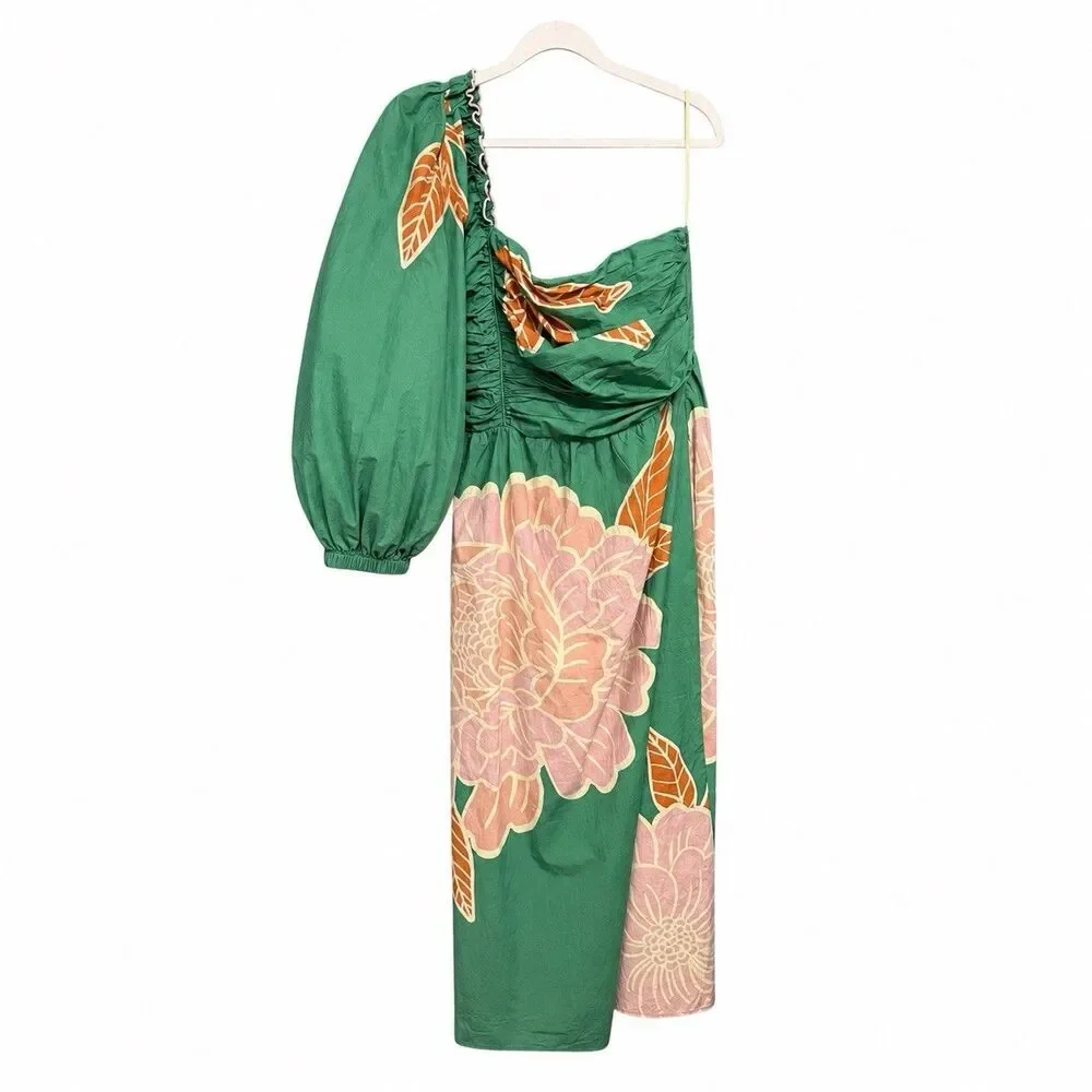 Farm Rio x Anthropologie One Shoulder Printed Maxi Dress Women XL Boho Floral